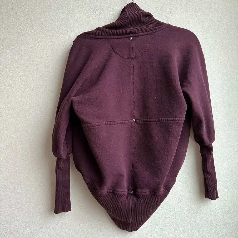 Aritzia Wilfred Diderot Cocoon Cardigan Maroon Purple Open Front Size XS